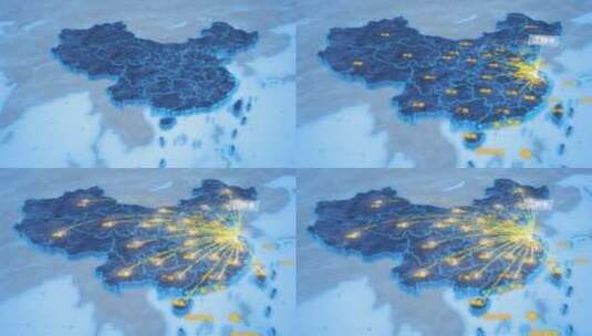 无锡市江阴市辐射全国网络地图ae模板高清AE视频素材下载
