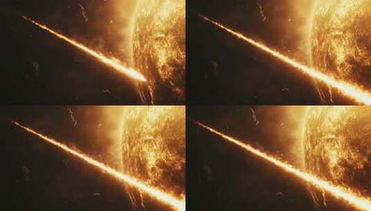 太阳附近流星划过宇宙场景高清在线视频素材下载