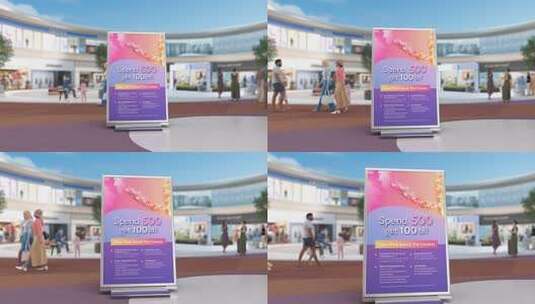 商场内促销广告牌展示高清在线视频素材下载