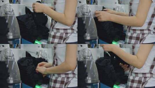 纺织产业袜子生产车间自动化生产高清在线视频素材下载