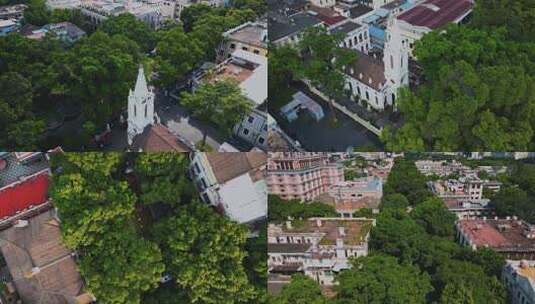 老广州沙面岛欧式建筑 教堂 珠江高清在线视频素材下载