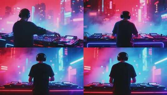 酒吧DJ打碟背影画面高清在线视频素材下载