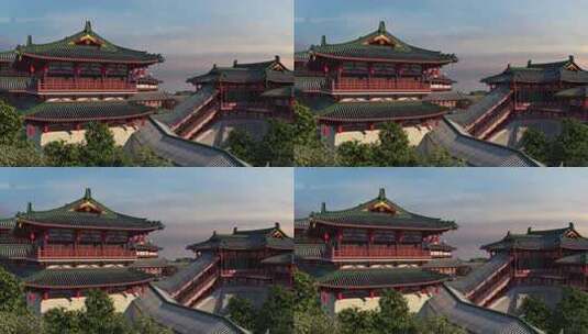 长安城宫殿大明宫中式古建高清在线视频素材下载