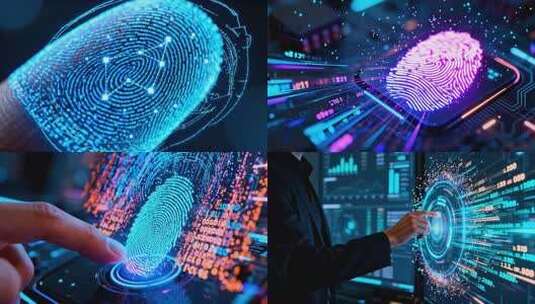 科技感指纹识别 科技密码 身份验证高清在线视频素材下载