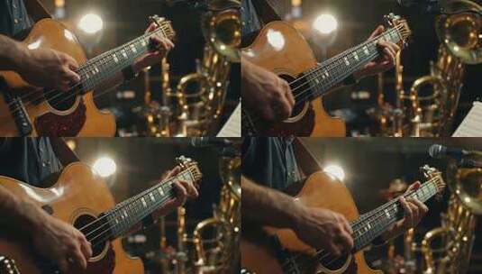 演奏者弹奏吉他素材高清在线视频素材下载