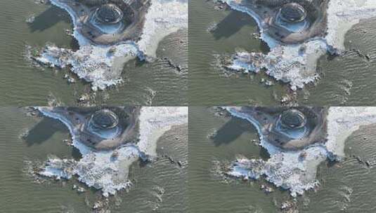 北戴河海天一色冬天航拍高清在线视频素材下载