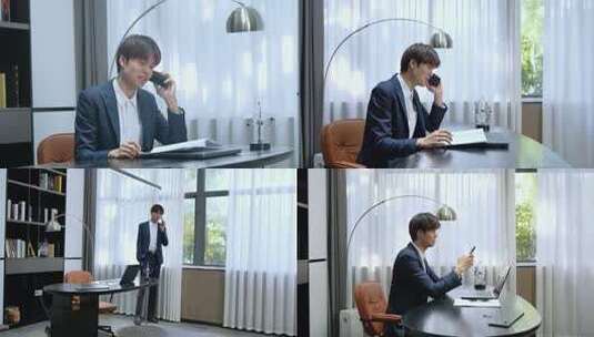 金融商务销售约客户打电话高清在线视频素材下载