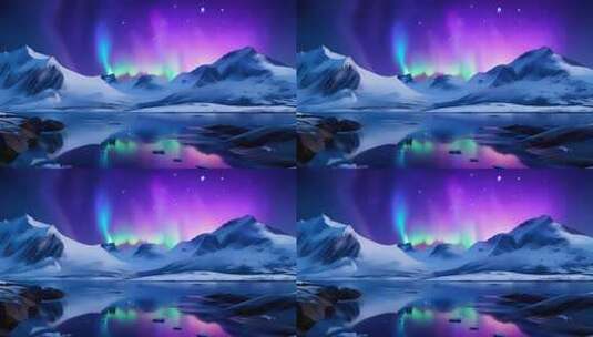 雪山极光夜晚自然景观高清在线视频素材下载