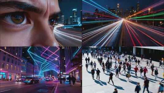 时间设计城市车流人流延时快切光影穿梭眼睛高清在线视频素材下载