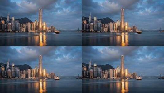 香港维多利亚港城市建筑景观高清在线视频素材下载