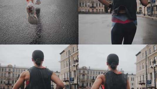 户外地面上跑步的脚步特写高清在线视频素材下载