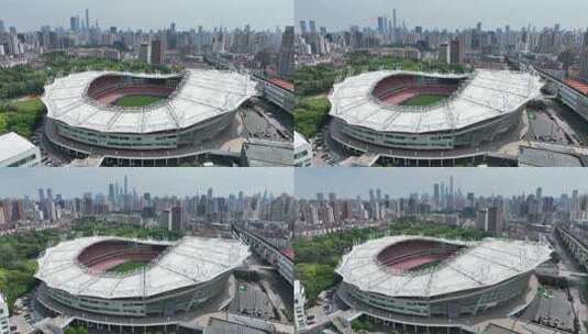 4K上海虹口足球场航拍高清在线视频素材下载