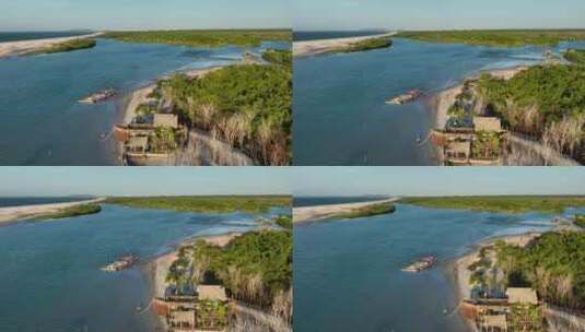 空中无人机飞越Jericoacoara， Paradise Beach Jijoca North巴西旅游L的热门目的地高清在线视频素材下载