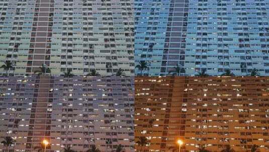 香港居民楼日变夜高清在线视频素材下载