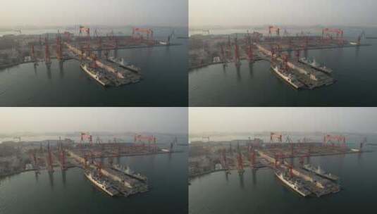 大连港口码头航拍景观高清在线视频素材下载