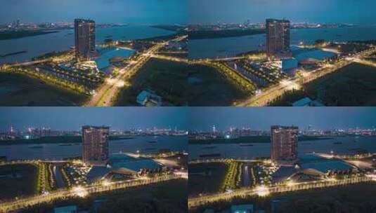 扬子江国际会议中心夜景延时高清在线视频素材下载