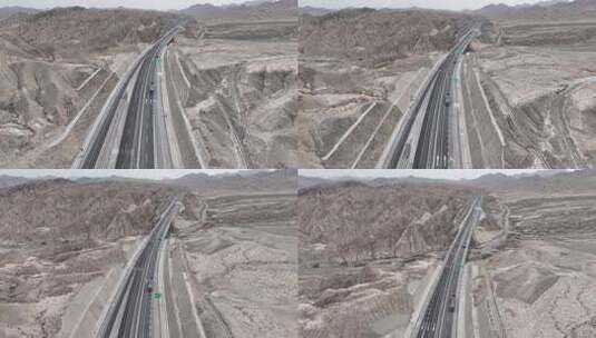 4k航拍山间的高速公路高清在线视频素材下载