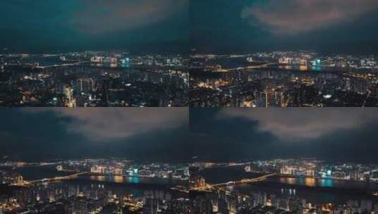 温州鹿城区瓯江夜景延时摄影高清在线视频素材下载