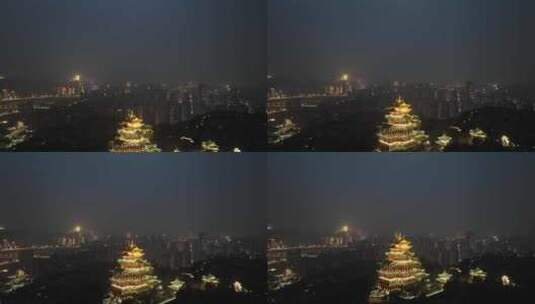 重庆鸿恩寺夜景航拍重庆夜景城市风光风景高清在线视频素材下载