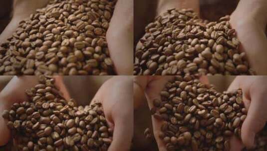 手中的咖啡豆高清在线视频素材下载