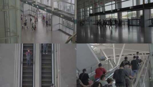 广州南站乘客高铁站旅客高清在线视频素材下载