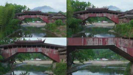 浙江省温州市泰顺廊桥晨曦航拍高清在线视频素材下载