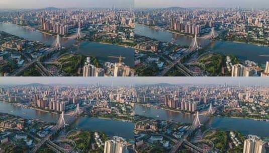 广州鹤洞大桥繁忙车流环绕延时摄影4k航拍高清在线视频素材下载