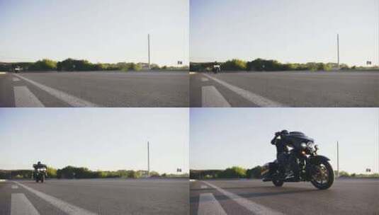 骑摩托车的自行车手高清在线视频素材下载