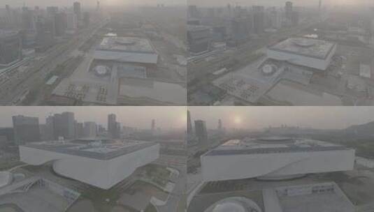 武汉方形建筑航拍高清在线视频素材下载