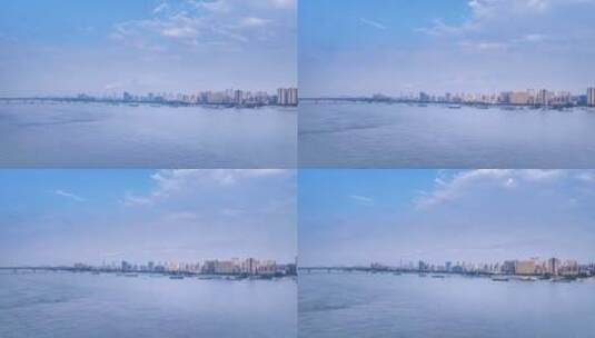 浔阳江面及九江城景航拍延时高清在线视频素材下载