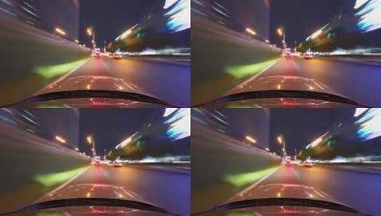 驾驶汽车行驶在北京市区国贸延时摄影高清在线视频素材下载