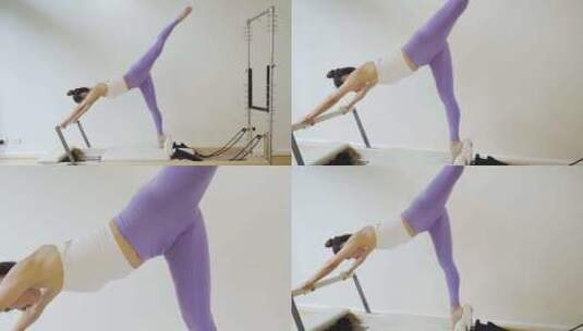 女人健身房练习瑜伽03高清在线视频素材下载