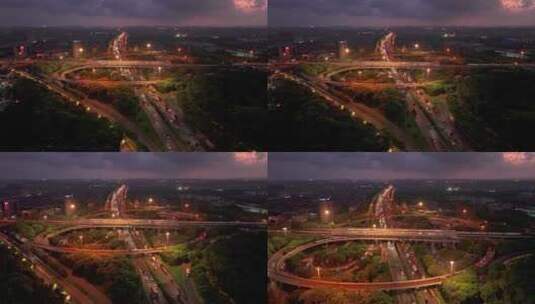航拍上海蕰川路外环高速路立交桥高清在线视频素材下载