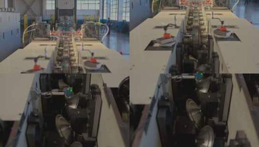 大型工厂地板输送机安装高清在线视频素材下载