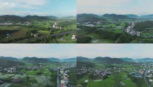 航拍早晨中美丽静谧的广东新农村村貌高清在线视频素材下载