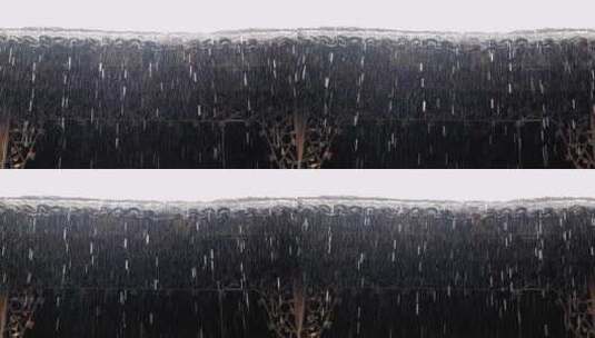 下雨天屋檐滴水怀旧老房子高清在线视频素材下载