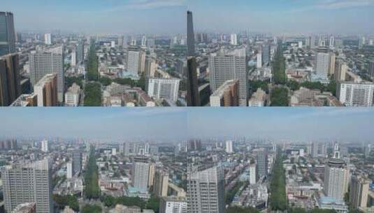 航拍山东淄博城市建设淄博地标建筑高清在线视频素材下载