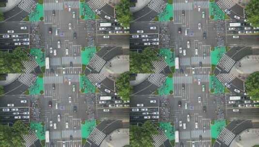 城市交通车辆行驶交叉路口航拍高清在线视频素材下载