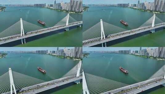 长沙湘江银盆岭大跨江大桥高清在线视频素材下载