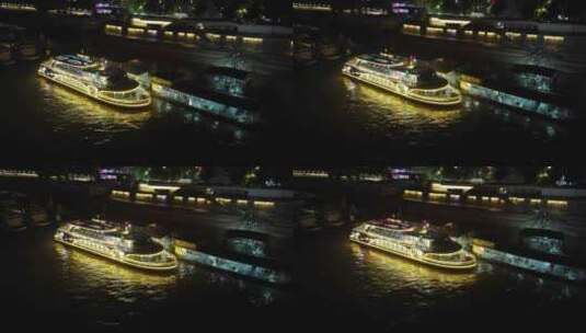 武汉长江大桥长江二桥游轮游船码头高清在线视频素材下载