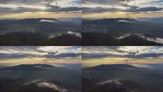史诗般的多云日落越过山脉高清在线视频素材下载