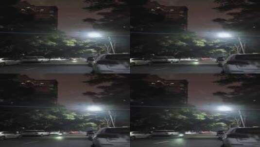 成都夜晚小巷路灯下停靠的车辆高清在线视频素材下载
