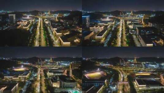 深圳北理莫斯科大学夜景航拍延时高清在线视频素材下载
