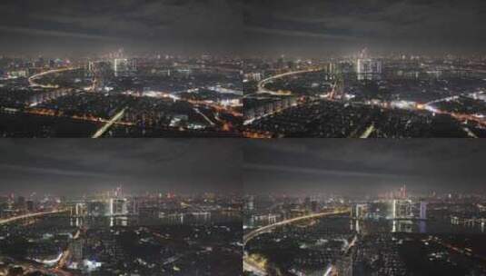广州番禺区夜景航拍高清在线视频素材下载