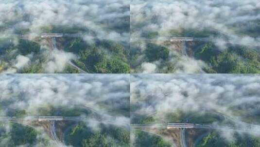 云雾下的高速枢纽高清在线视频素材下载