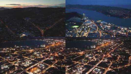 延时航拍新西兰达尼丁市城市夜景高清在线视频素材下载