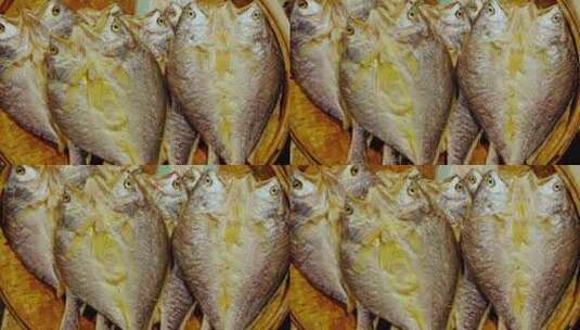 高清美食材料 海鲜市场黄鱼鲞 黄鱼干高清在线视频素材下载