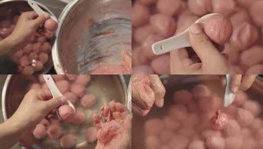 手工艺术：制作牛肉丸过程详解高清在线视频素材下载