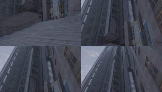 仰拍香港密集高楼高清在线视频素材下载