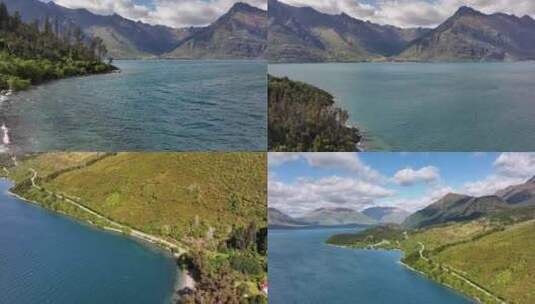 航拍新西兰瓦卡普蒂湖高清在线视频素材下载